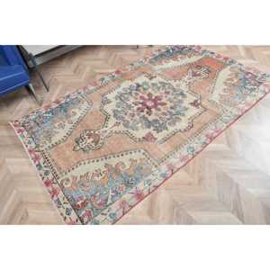 Tapis vintage, tapis turc 4,2x7 pieds, tapis persan en laine bleue - Product Image 4