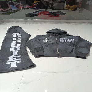 Nuevo estilo Retro Vintage lavado chándal logotipo personalizado serigrafía marca Streetwear ropa personalizada diamantes de imitación - Product Image 2