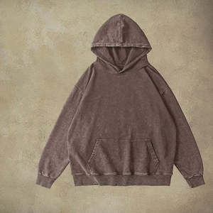 Sweat à capuche personnalisé vieilli lourd 100% coton pour hommes surdimensionné Vintage lavage à l'acide goutte épaule soleil délavé Look délavé surdimensionné - Product Image 3