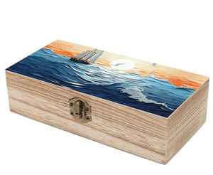 กล่องเก็บไม้เนื้อแข็งที่เงียบสงบทำจากอะคาเซียและไม้สนพร้อมกล่องงานฝีมือพิมพ์เคลือบเหมาะสำหรับใช้ในบ้าน - Product Image 4