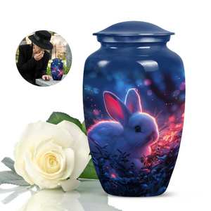Beautiful Rabbit Themed Memorial <b>Urn</b> for <b>Pet</b> Ashes Bunny Keepsake <b>Urn</b> for Adult Human Ashes Bunny Memorial Custom - Product Image 5