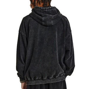 Épaule tombante personnalisée sans ficelle vierge lavage à l'acide Baggy Hoodies 100% coton lourd pull hommes Hoodies & Sweatshirts - Product Image 2
