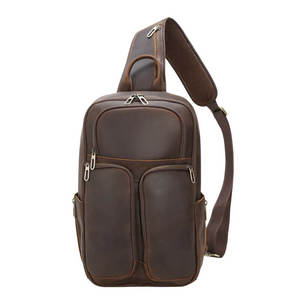 Custom Unisex Waterproof Genuine Leather Crossbody Sling Bag with Anti-Theft <b>Solar</b> <b>Panel</b> Stylish Messenger Bag - Product Image 6