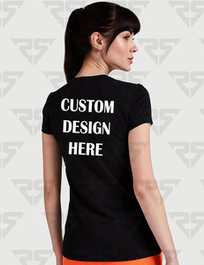 Custom logo printed and embroidered Cotton Women's Round <b>Neck</b> Slub T-Shirt EOM Customized Logo And Design Tshirts For Women's - Product Image 2