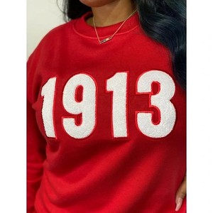 Doux hiver coton polaire Delta /Sigma/Theta 1913 chenille broderie patchs lettres pull sweats pull sweat - Product Image 4