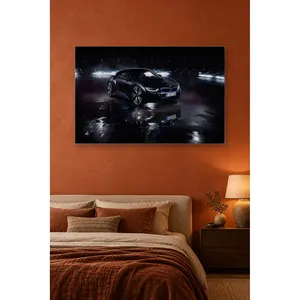Fida BMW i8 sur un sol mouillé dans un hangar sombre, impression sur toile - Product Image 3