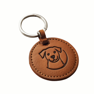 Cadeau promotionnel porte-clés rond en cuir gaufré avec logo personnalisé porte-clés - Product Image 5