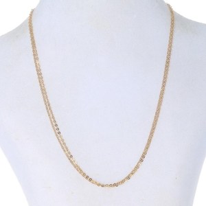 สร้อยคอโซ่สายแบนสีทอง18K สไตล์วินเทจของผู้หญิงสร้อยคอสองเส้นสีทึบพร้อมเครื่องประดับแฟชั่นหยก - Product Image 3