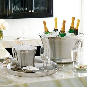 Cubo de champán enfriador de vino de acero inoxidable con logotipo personalizado con mango medio, bañera de bebida de Metal para fiesta de Bar - Product Image 3