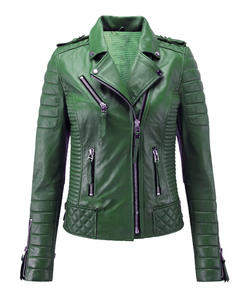 แจ็กเก็ตหนังแท้สำหรับนักขี่จักรยานสำหรับผู้หญิงแจ็กเก็ตสำหรับผู้หญิงทรงสลิมฟิตสไตล์ทันสมัยระบายอากาศได้ดีดีไซน์ใหม่ - Product Image 4