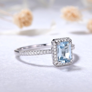 Aigue-marine naturelle Gemstone Luxury New Design Solid Gold Fine Jewelry Rings with Real Diamond Ring - Product Image 3