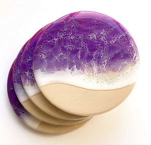 Epoxy Resin <b>Coaster</b> <b>Set</b> <b>With</b> Round <b>Holder</b> for Restaurant Modern Design Resin Tea Cup <b>Coasters</b> <b>Sets</b> - Product Image 1