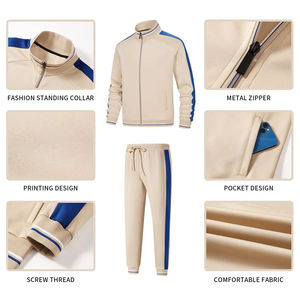 Chándal de invierno de alta calidad de algodón y forro polar con cremallera completa para hombre, ropa informal con logotipo personalizado, color azul Piel de talla grande - Product Image 5