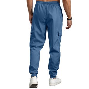 Pantalons de jogging cargo décontractés pour hommes, logo personnalisé, poches à cordon de serrage, vêtements de sport pour la salle de sport, vêtements de sport actifs, coton et polyester - Product Image 3