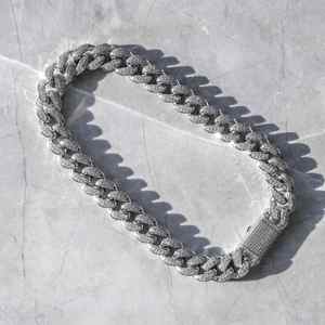 Moissanite Maimi 14mm Corte redondo Diamante Hip Hop Cadena de eslabones cubanos Plata de Ley 925 - Product Image 1