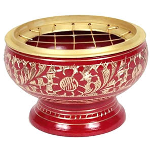 Quemador de incienso de latón de lujo, tealight, hecho a mano, pintado a mano, acabado de latón - Product Image 5