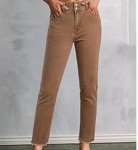 Nouvelle arrivée 2025 à la mode vente chaude couleur marron jean Denim pantalon régulier Fitness décontracté plat respirant hommes - Product Image 3