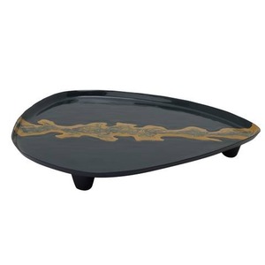 Plateau de service en métal de luxe au design élégant avec poignées dorées et finition émaillée pour servir un dessert au chocolat et un hôtel à la maison - Product Image 3