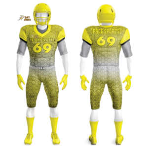 ชุดเสื้อฟุตบอลอเมริกันเยาวชนแบบกำหนดเอง สีเหลืองและดำ แขนสั้น พิมพ์ลาย ชุดกีฬา - Product Image 2