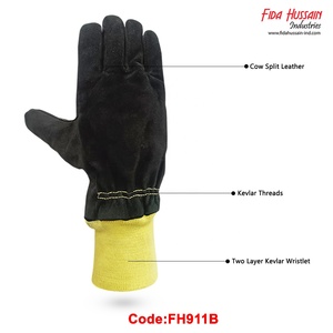 2025 gants de pompier de haute qualité en cuir fendu de vache avec barrière contre l'humidité gants en cuir de sécurité pour pouce d'aile de pompier - Product Image 5