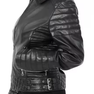 Chaqueta de cuero acolchado genuino de calidad superior de grado superior para mujer, prendas de vestir finas con puños y cremallera para la temporada de invierno, alta demanda - Product Image 3