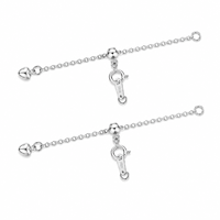 Chaîne d'extension pour collier et bracelet en argent sterling 925, breloque cœur de 4,5 cm, perle de 0,6 g, apprêts de bijoux pour femmes