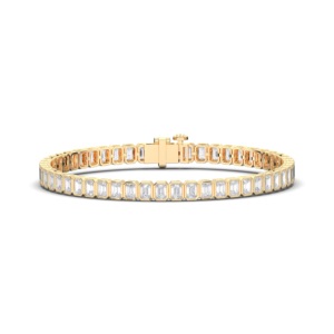 Pulsera de tenis con bisel de diamantes de moissanita de corte esmeralda de 6,62 quilates para mujer hecha en platino de quilates - Product Image 3