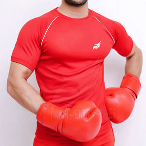 Camisetas de fitness cómodas para hombres Poliéster duradero/Algodón Colores sólidos Hecho en Pakistán - Product Image 1