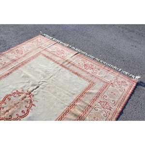 Tapis de 6,7 x 8,8 pieds, grand tapis turc vintage, tapis en laine rouge - Product Image 5