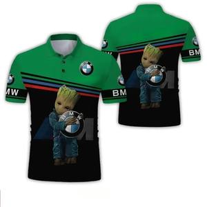 2025 nuevos polos de talla grande para hombre, camisetas deportivas ligeras de manga corta con logotipo B M W, Polo informal con estampado 3D y botones - Product Image 6