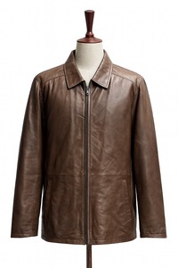 Veste en cuir véritable et toile vintage pour homme SCOTLAND SHEEP, coupe slim classique, col montant, imperméable, respirante, séchage rapide, laiton - Product Image 5