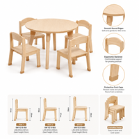 Juego de Mesa y Sillas Redondas de Madera Montessori con 6 Sillas para Preescolar, Jardín de Infancia, Guardería, Aulas, Niños