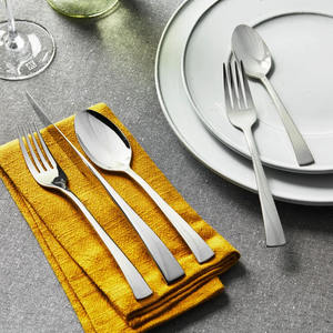 Elegante juego de cubiertos de acero inoxidable con mango real plateado para el hogar y la boda Vajilla Juegos de cubiertos para comer - Product Image 2