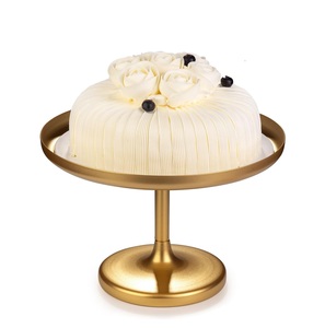 ที่ตั้งเค้กโลหะสีทองหรูหราหรูหราตกแต่งบ้านและนำเสนอขนมหวานในงานแต่งงานพร้อมพื้นผิวมันวาว - Product Image 1