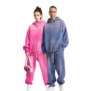 <b>Acid</b> Wash <b>Dropped</b> Shoulder Hoodie & Flared Pants Set Men's Vintage Heavyweight <b>Acid</b> Wash Oversized <b>Acid</b> Wash Tracksuit - Product Image 5