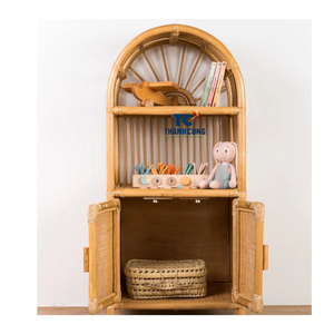 Meilleures ventes Meilleur cadeau pour enfants Armoire en rotin avec porte Rangement de jouets pour enfants Armoires en rotin Chambre à coucher Meubles pour enfants Écologique - Product Image 1