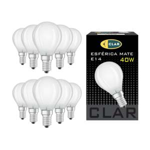 Bombilla incandescente esférica mate transparente E14 de 40W - Product Image 1