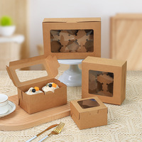 Petite mini boîte à gâteau de luxe avec logo personnalisé Papier kraft personnalisé avec insertion dans une fenêtre transparente Emballage de cupcake en relief