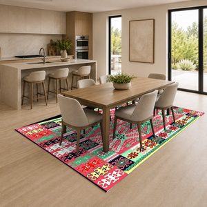 พรมเชนิลล์ลายพิมพ์ดิจิทัลสไตล์โบฮีเมียนสีแดงเบอร์กันดี รุ่น LXDP-0551 จาก RUGS DEPOT สำหรับขายส่ง ซักเครื่องได้ ไม่ลื่น - Product Image 4