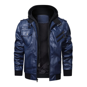 Chaqueta para hombre Nueva chaqueta de cuero personalizada para hombre Chaqueta de cuero Casual Ropa de calle Cómoda OEM de alta calidad - Product Image 4