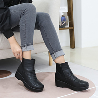 [JSHOE] Sepatu Boots Wanita Kulit Sapi Berlapis Bulu Domba Model Wedge Nyaman untuk Berjalan di Musim Dingin
