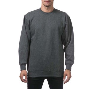 Jersey de lana de cuello redondo de 400g para hombre, sudaderas de algodón 100% personalizadas grises, ropa básica transpirable bordada - Product Image 1