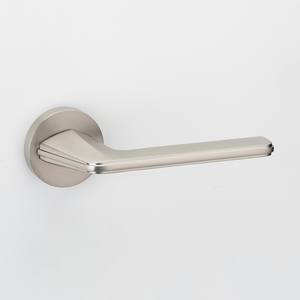 Serrure de poignée de porte à levier plat en aluminium avec <span class=keywords><strong>rosace</strong></span> ronde, serrure moderne en nickel brossé pour intérieur chambre salle de bain bureau maison - Product Image 5