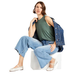 Camiseta sin Mangas de Cuello Alto para Mujer, de Algodón y Elastano, Informal, para Verano, Proveedor de Marca Privada OEM - Product Image 5