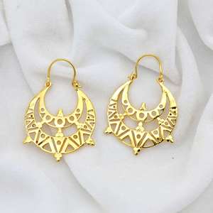 Pendientes de aro exclusivos hechos a mano en latón, estilo étnico, geométrico, vintage, tribal, al por mayor, para mujer, diseño personalizado. - Product Image 4