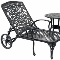 Chaise longue inclinable en aluminium durable et écologique de style antique traditionnel avec roues pour villa/cour et parc
