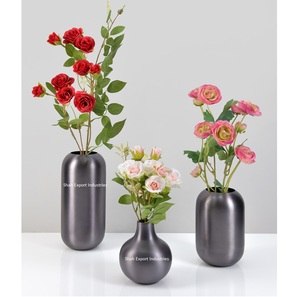 High Quality Metal Flower <b>Vase</b> Shiny Grey Finished for Home Living Room Table Decoration Flower <b>Vases</b> <b>Set</b> of <b>3</b> - Product Image 4