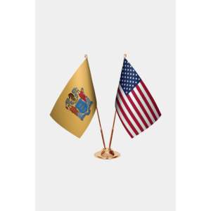 Custom New Jersey and USA Office Flag Ensemble Digital Printing on Cotton Silk Plastic Banners Aluminum Flagpole - Product Image 2