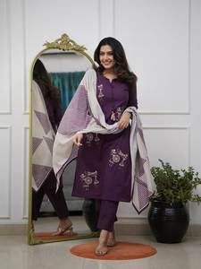 Réservez dès maintenant : Ensemble Kurti et pantalon imprimé numériquement, style actrice de série télévisée, longueur genou, avec dupatta contrastante, pour adulte – Le meilleur choix pour la couleur. - Product Image 6