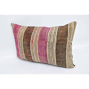 Kantha en laine à motif vintage bohème multicolore 16x24 pouces Coussin décoratif tissé Patchwork Design - Product Image 4